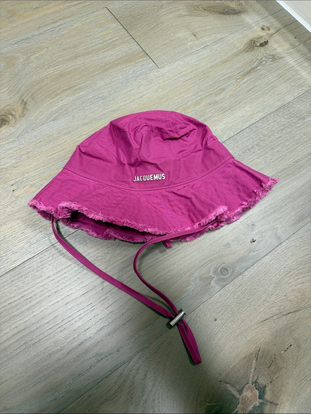 Jacquemus Fuchsia Pink Frayed Brim Bucket Hat